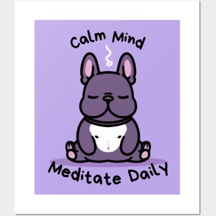 Kawaii Cute Yoga Meditating bullgo Posters and Art